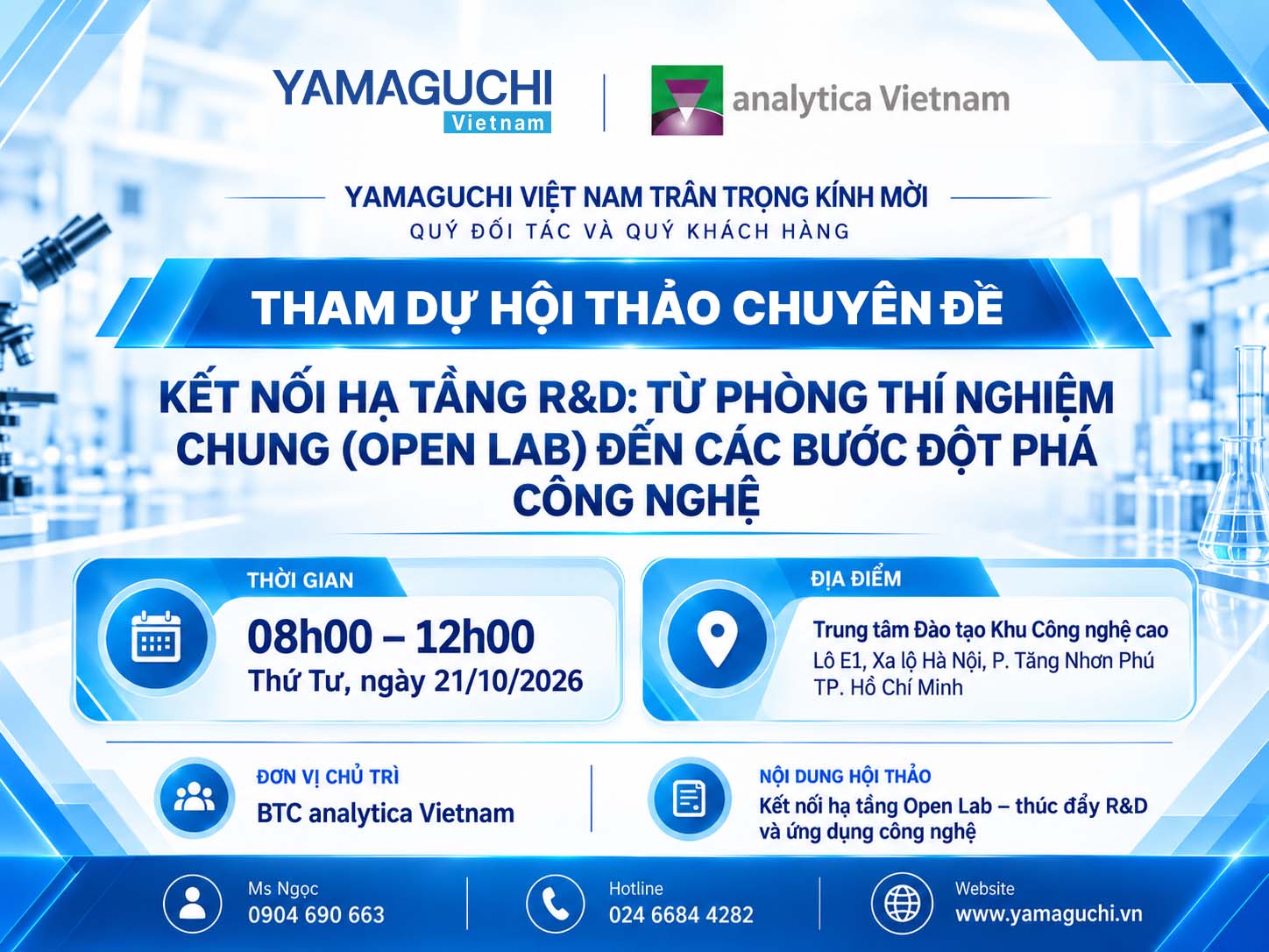 Yamaguchi Việt Nam mang giải pháp kiểm nghiệm Morinaga đến Hội thảo Open Lab 2026